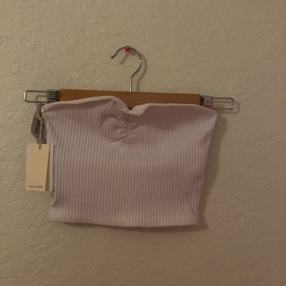 Aritzia Ribbed Cropped White Tube Top